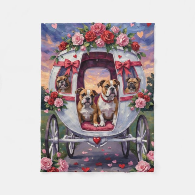 Bulldog Valentinstag Fleecedecke (Vorderseite)