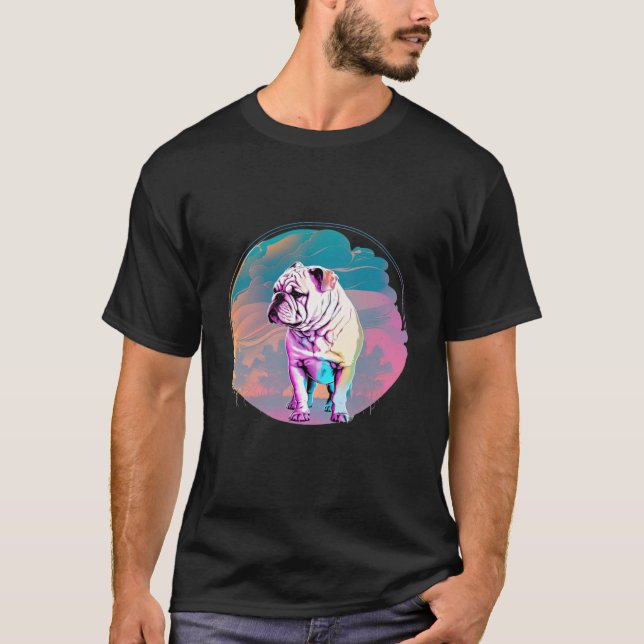 Bulldog Vaporwave Retrowave Aesthetic T-Shirt (Vorderseite)