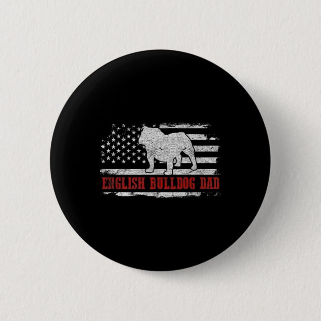 Bulldog-Vater beängstigend amerikanischer Flaggen  Button (Vorderseite)