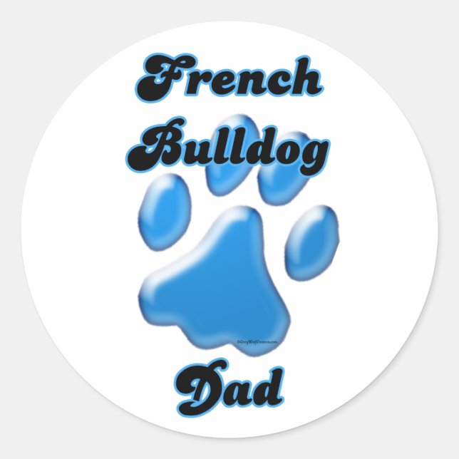 Bulldog-Vater Blue Pawprint - Aufkleber (Vorderseite)
