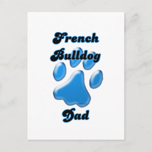 Bulldog Vater Blue Pawprint Postkarte