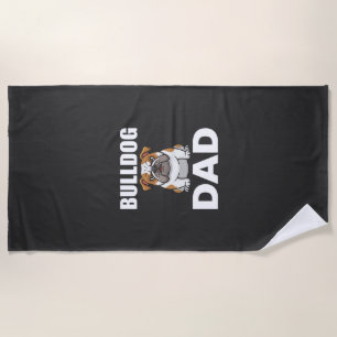 Bulldog-Vater Cartoon-Hundefreund Strandtuch