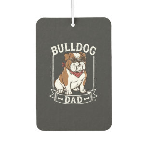 Bulldog-Vater-Hund-Sonnenbrille-Bandana Autolufterfrischer