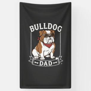 Bulldog-Vater-Hund-Sonnenbrille-Bandana Banner