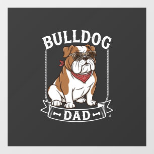 Bulldog-Vater-Hund-Sonnenbrille-Bandana Fensteraufkleber