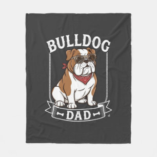 Bulldog-Vater-Hund-Sonnenbrille-Bandana Fleecedecke