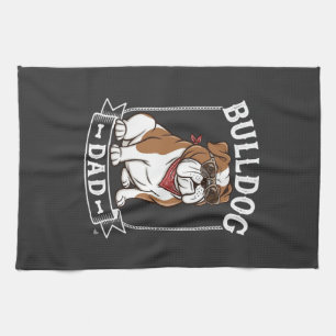Bulldog-Vater-Hund-Sonnenbrille-Bandana Geschirrtuch