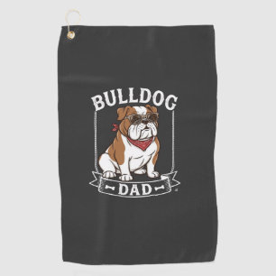 Bulldog-Vater-Hund-Sonnenbrille-Bandana Golfhandtuch