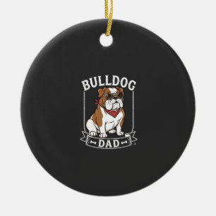 Bulldog-Vater-Hund-Sonnenbrille-Bandana Keramik Ornament