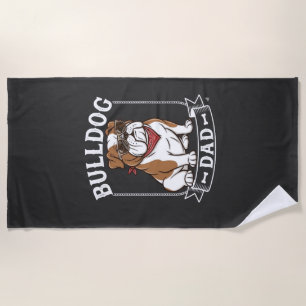 Bulldog-Vater-Hund-Sonnenbrille-Bandana Strandtuch