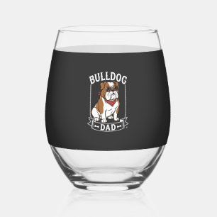 Bulldog-Vater-Hund-Sonnenbrille-Bandana Weinglas Ohne Stiel