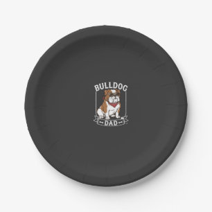 Bulldog-Vater-Hund-Sonnenbrille-Schal Pappteller