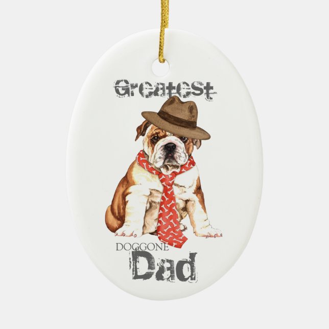 Bulldog Vater Keramik Ornament (Vorne)