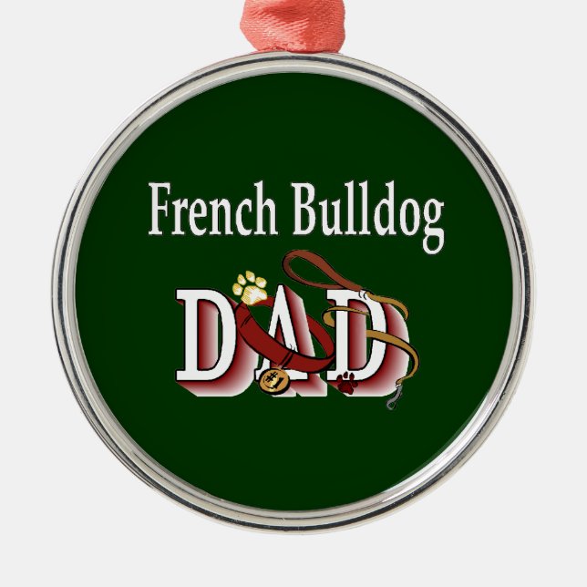 Bulldog-Vater Silbernes Ornament (Vorne)