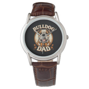 Bulldog-Vater – Süßer Vintage-Bulldogge zum Vatert Armbanduhr