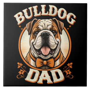 Bulldog-Vater – Süßer Vintage-Bulldogge zum Vatert Fliese