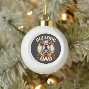 Bulldog-Vater – Süßer Vintage-Bulldogge zum Vatert Keramik Kugel-Ornament