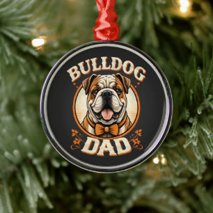 Bulldog-Vater – Süßer Vintage-Bulldogge zum Vatert Ornament Aus Metall