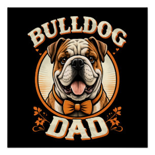 Bulldog-Vater – Süßer Vintage-Bulldogge zum Vatert Poster