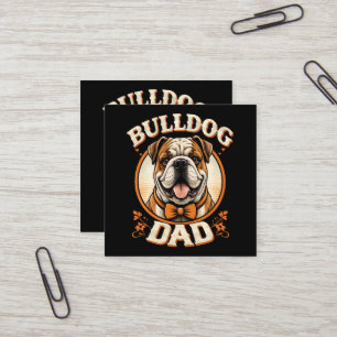 Bulldog-Vater – Süßer Vintage-Bulldogge zum Vatert Quadratische Visitenkarte