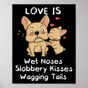 Bulldog-Vater und Sohn Küsse Liebe meinen Hund Sag Poster