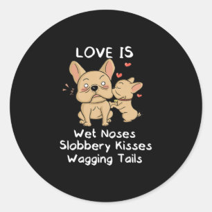 Bulldog Vater und Son Kisses Liebe Mein Hund Spric Runder Aufkleber