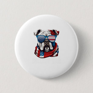 Bulldog Vater USA Flagge 4. Juli Hunde Vater Button
