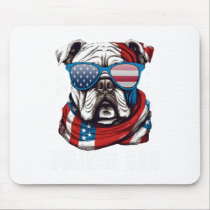 Bulldog Vater USA Flagge 4. Juli Hunde Vater Mousepad
