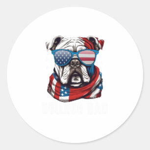 Bulldog Vater USA Flagge 4. Juli Hunde Vater Runder Aufkleber
