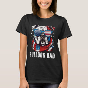 Bulldog Vater USA Flagge 4. Juli Hunde Vater T-Shirt