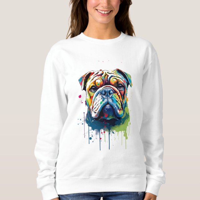 Bulldog Vibranful und farbenfroh Sweatshirt (Vorderseite)