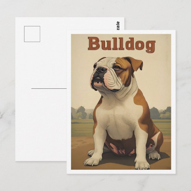 Bulldog Vintage Art Postkarte (Vorne/Hinten)
