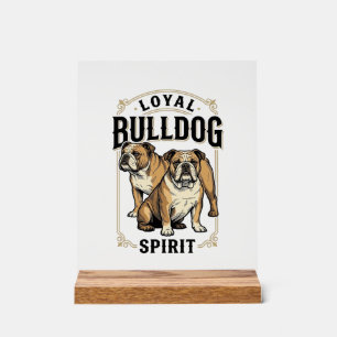 Bulldog Vintage-Shirt Twin Bulldogs Gravur Tee_ Acrylschild