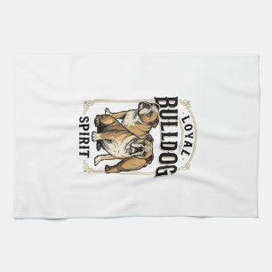 Bulldog Vintage-Shirt Twin Bulldogs Gravur Tee_ Geschirrtuch