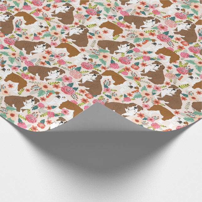 Bulldog Vintages Blumenmuster Geschenkpapier (Ecke)