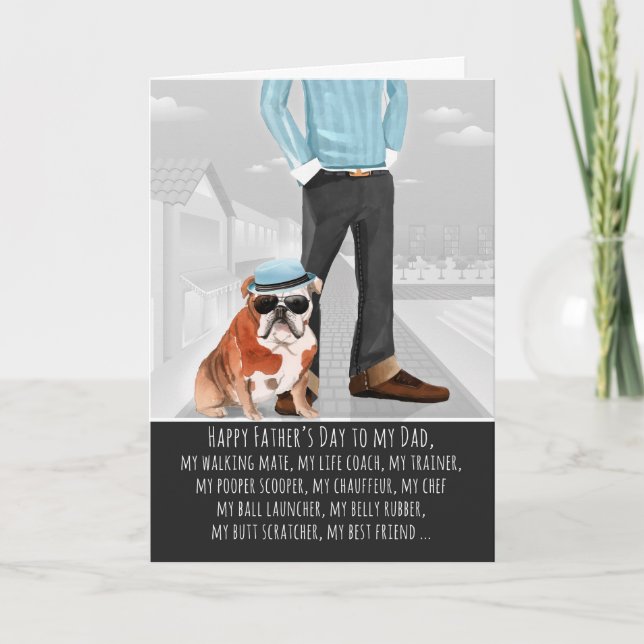 Bulldog vom Hundevatertag Karte (Vorderseite)