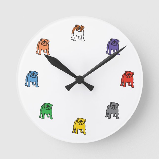 Bulldog-Wall-Uhr Runde Wanduhr (Vorderseite)