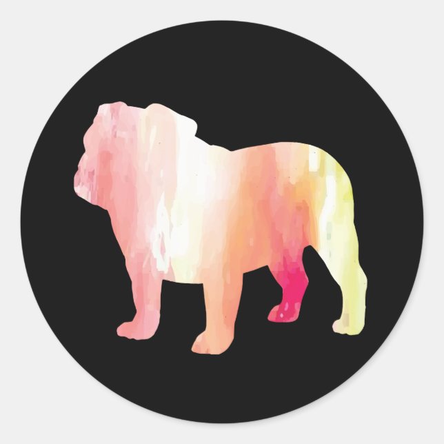 Bulldog Wasserfarbe Aufkleber (Vorderseite)