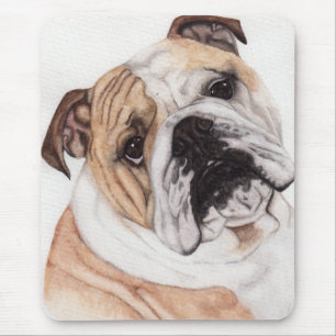 Bulldog Wasserfarbenmalerei Mousepad