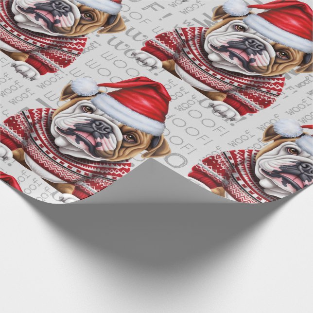 Bulldog Weihnachten für Hundefreunde Geschenkpapier (Ecke)