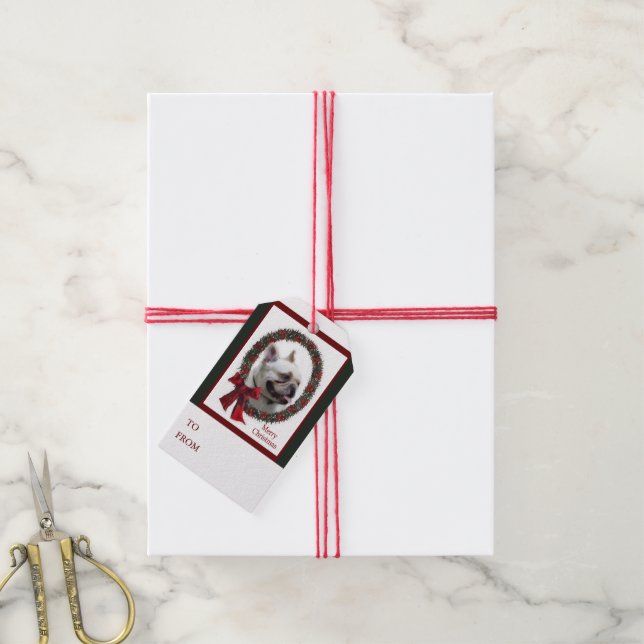 Bulldog Weihnachten Geschenkanhänger (Mit Garn)