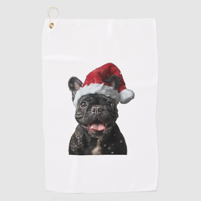 Bulldog Weihnachten Golfhandtuch (Vorderseite)