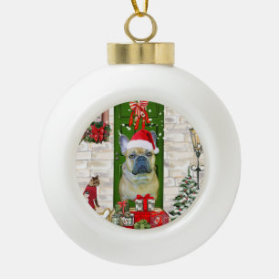 Bulldog Weihnachten Keramik Kugel-Ornament