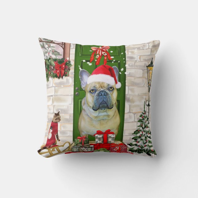 Bulldog Weihnachten Kissen (Vorderseite)