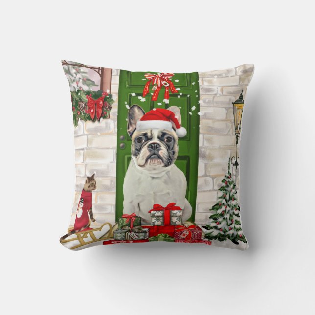 Bulldog Weihnachten Kissen (Vorderseite)