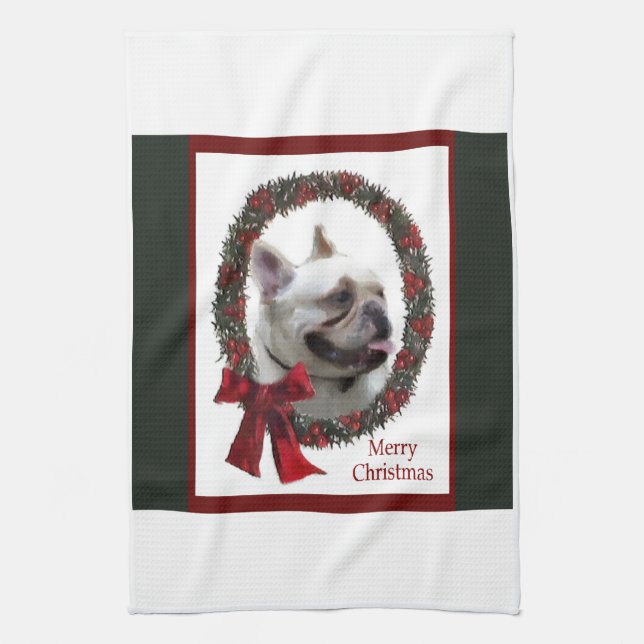 Bulldog Weihnachten Küchentuch (Vertikal)