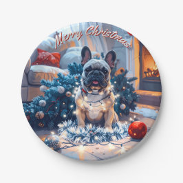 Bulldog Weihnachten Pappteller