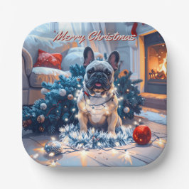 Bulldog Weihnachten Pappteller