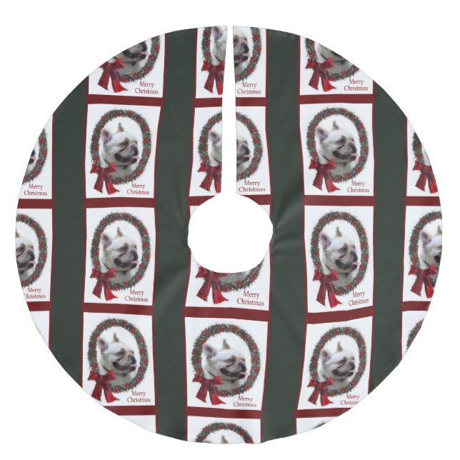 Bulldog Weihnachten Polyester Weihnachtsbaumdecke (Vorderseite)