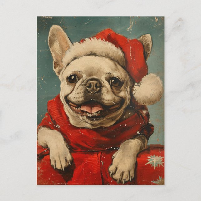 Bulldog Weihnachten Postkarte (Vorderseite)
